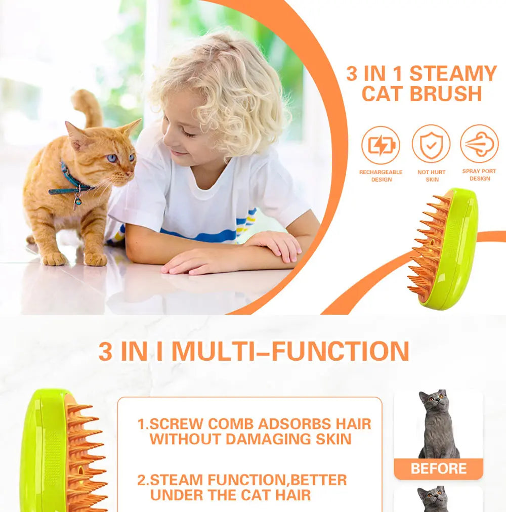 Steam brush for cats 